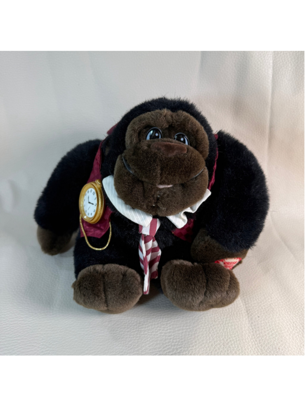 Vintage 1995 Dan Dee Talking Gorilla Plush WORKS Pocket Watch Vest Tie 7”